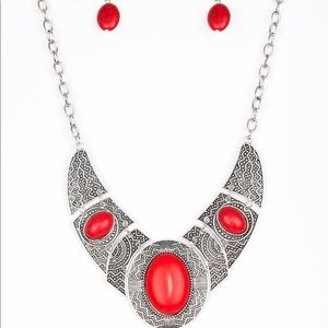 Red Necklace with earrings brand new!